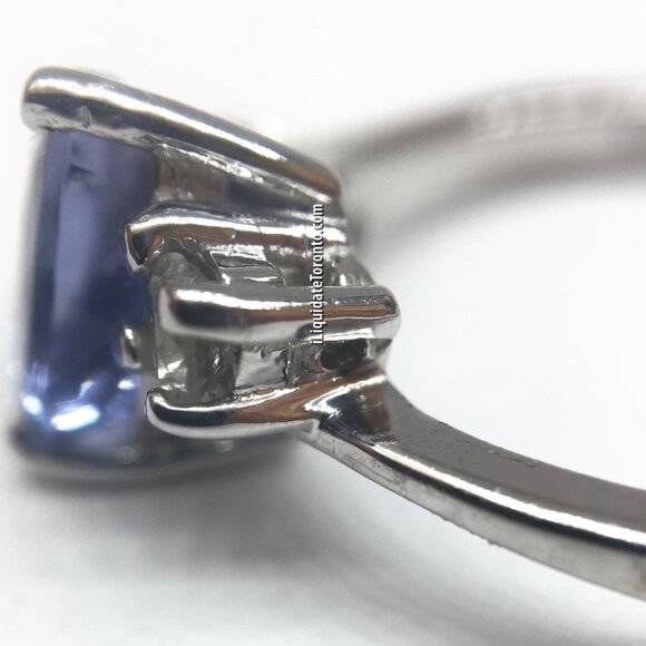 14K White Gold Diamond & Blue Trillion Cut Tanzanite Ring. Real Gemstones! - Picture 10 of 12